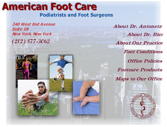 American Foot Care - Dr. Antonetz and Dr. Bier Manhatten Podiatrists. Phone (212) 877-3062 